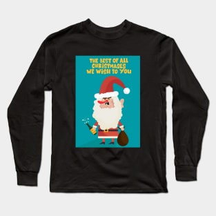 Drunk Santa Claus - funny Xmas illustrations Long Sleeve T-Shirt